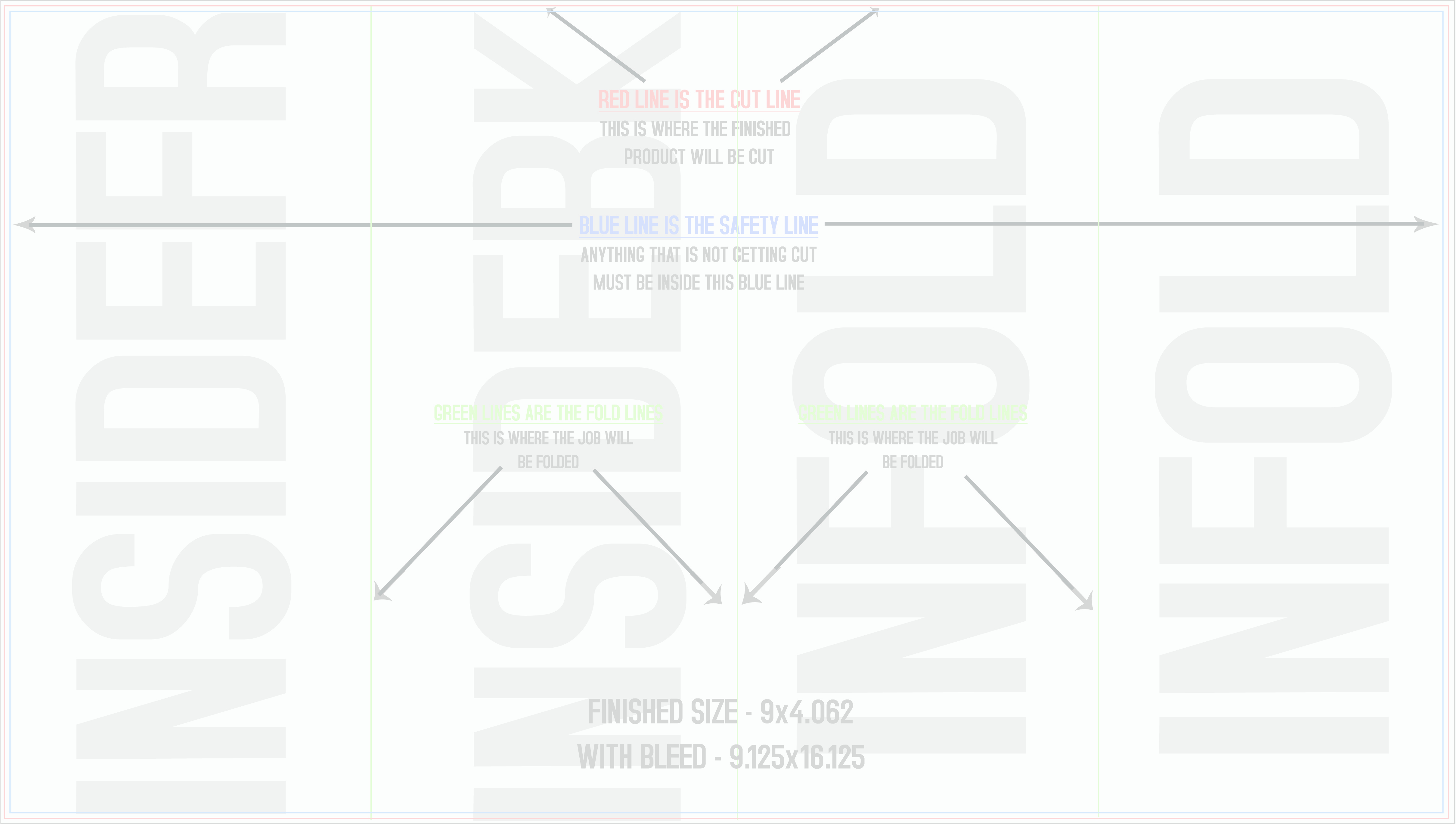 Flyers and Brochures 9" x 16" Roll Fold Back/Inside (Horizontal) template