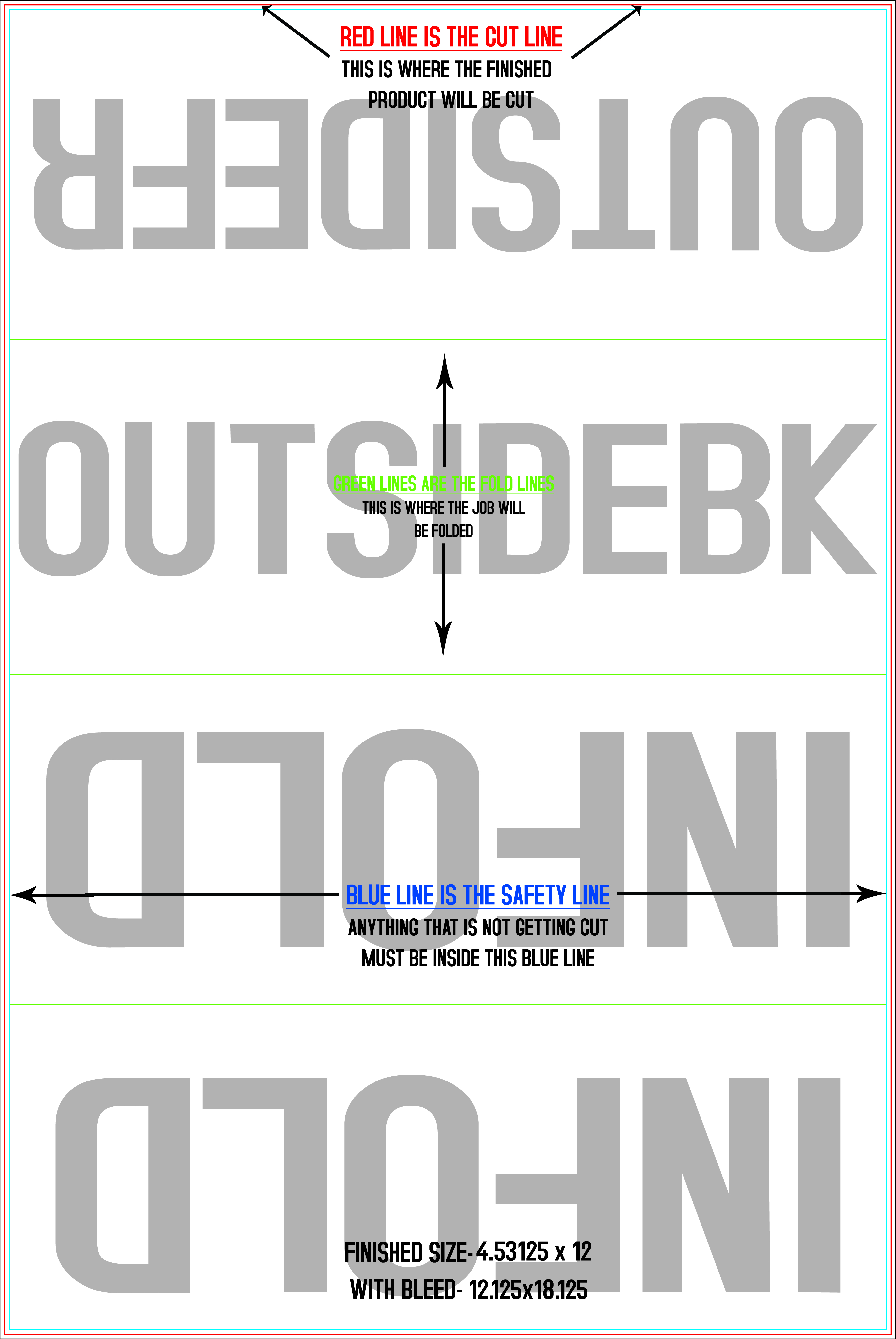 Flyers and Brochures 12" x 18" Double Parallel Fold Front/Outside (Vertical) template