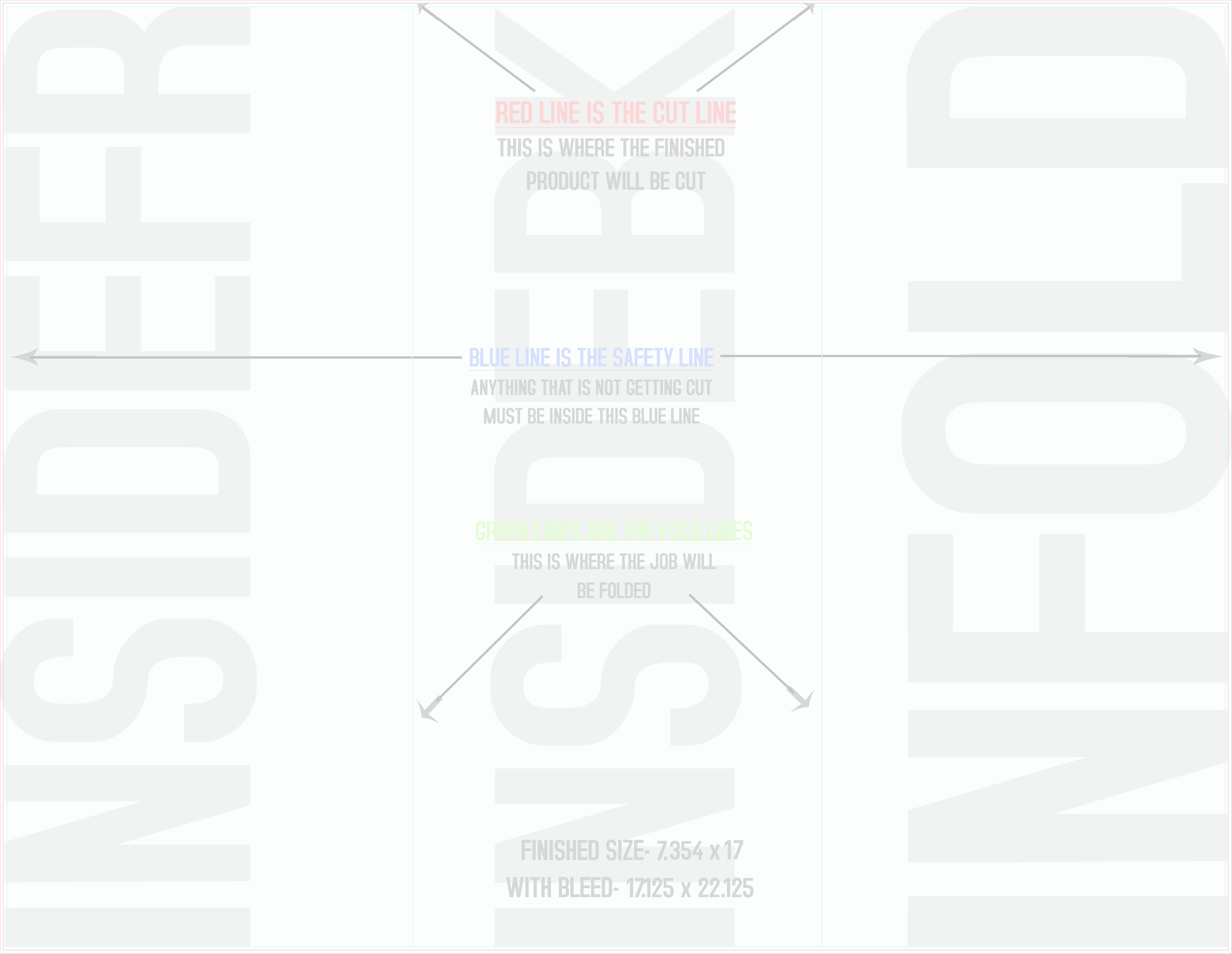 Flyers and Brochures 17" x 22" Tri Fold Back/Inside (Horizontal) template