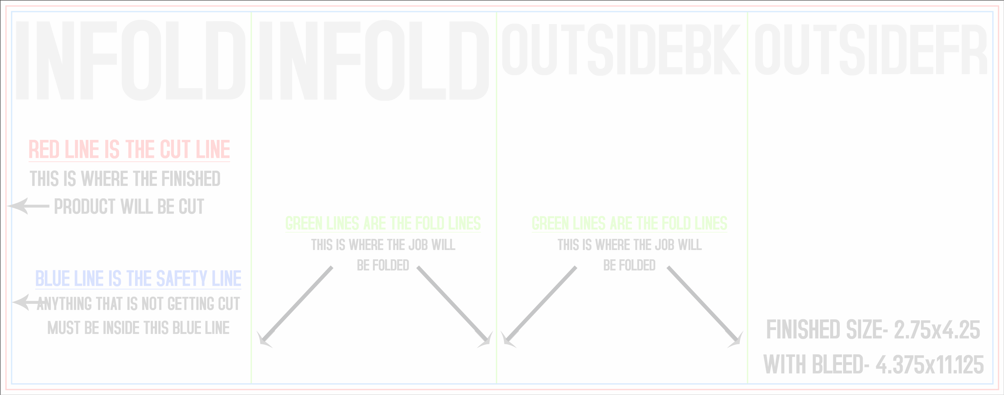 Flyers and Brochures 4.25" x 11" Double Parallel Fold Front/Outside (Horizontal) template