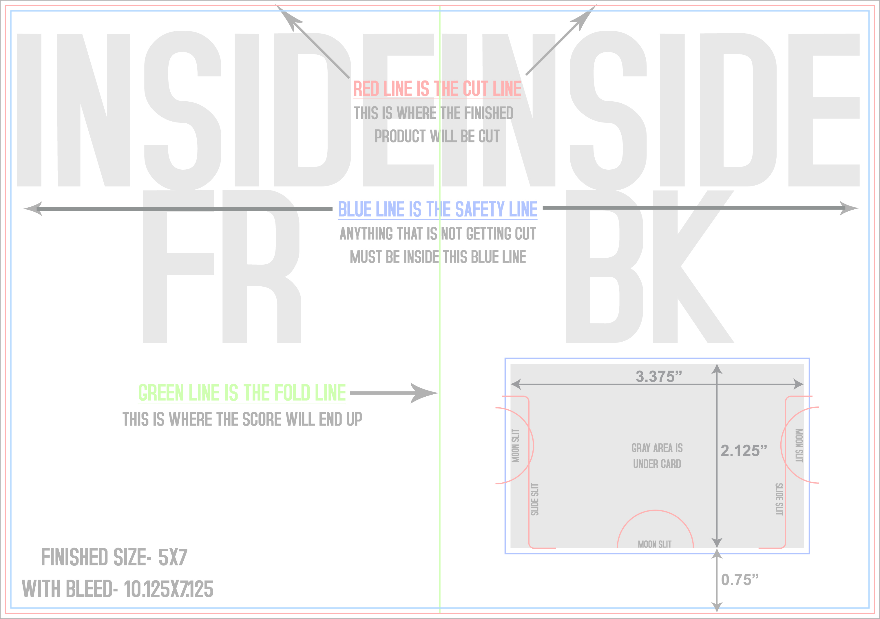 Greeting Cards 7" x 10" Gift Card Holders Back/Inside (Horizontal) template