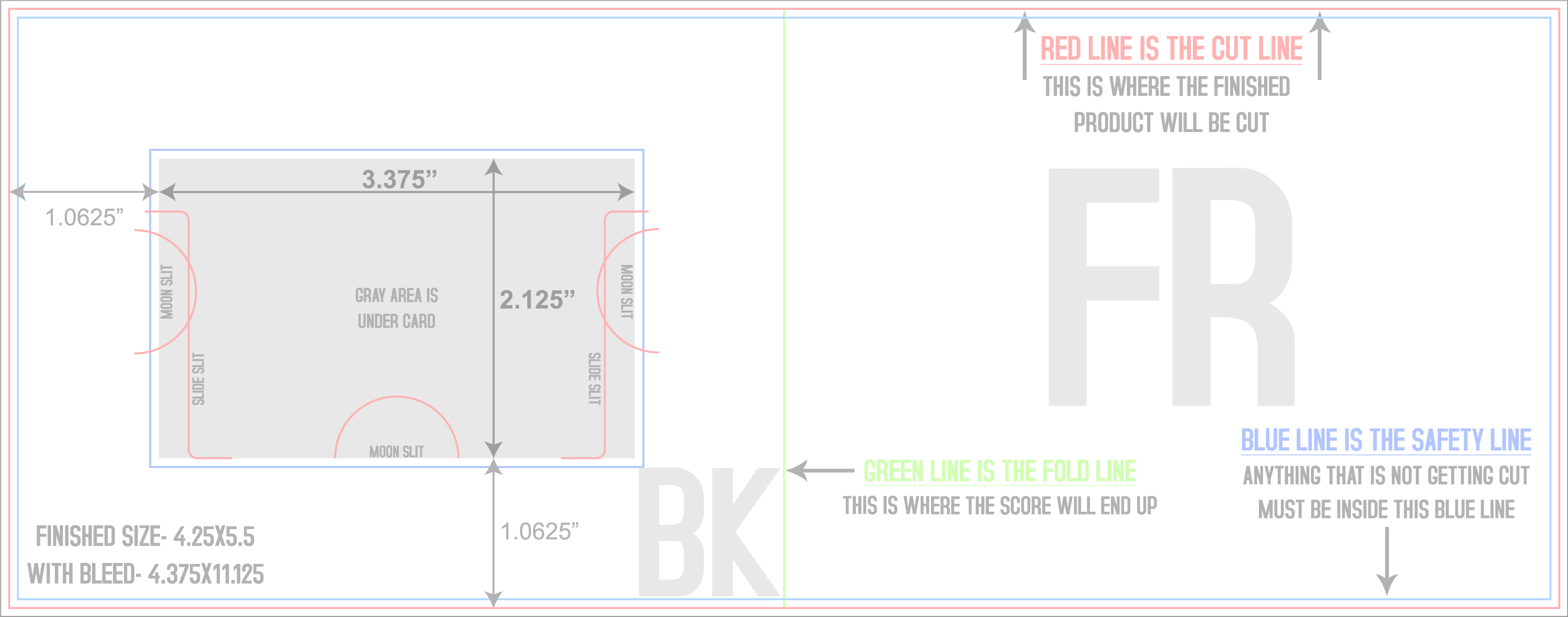 Greeting Cards 4.25" x 11" Gift Card Holders Front/Outside (Horizontal) template
