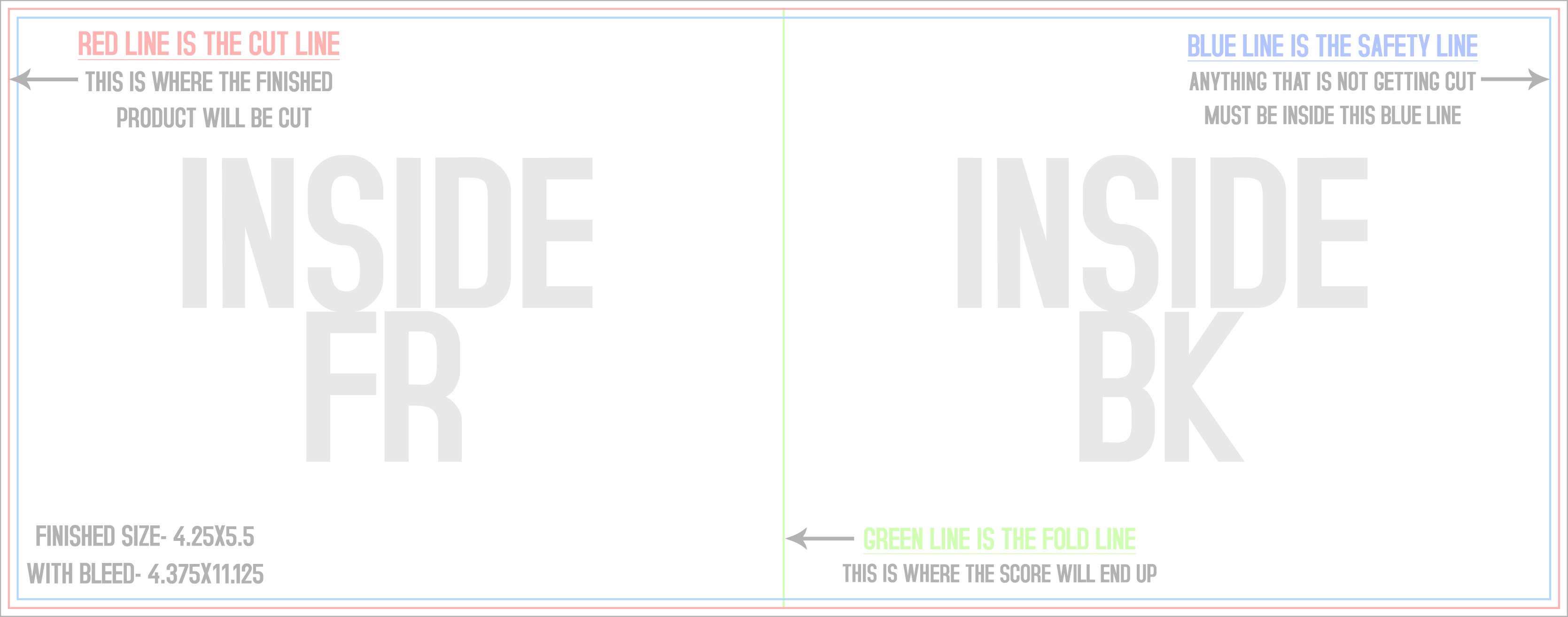 Greeting Cards 4.25" x 11" Greeting Cards Back/Inside (Horizontal) template