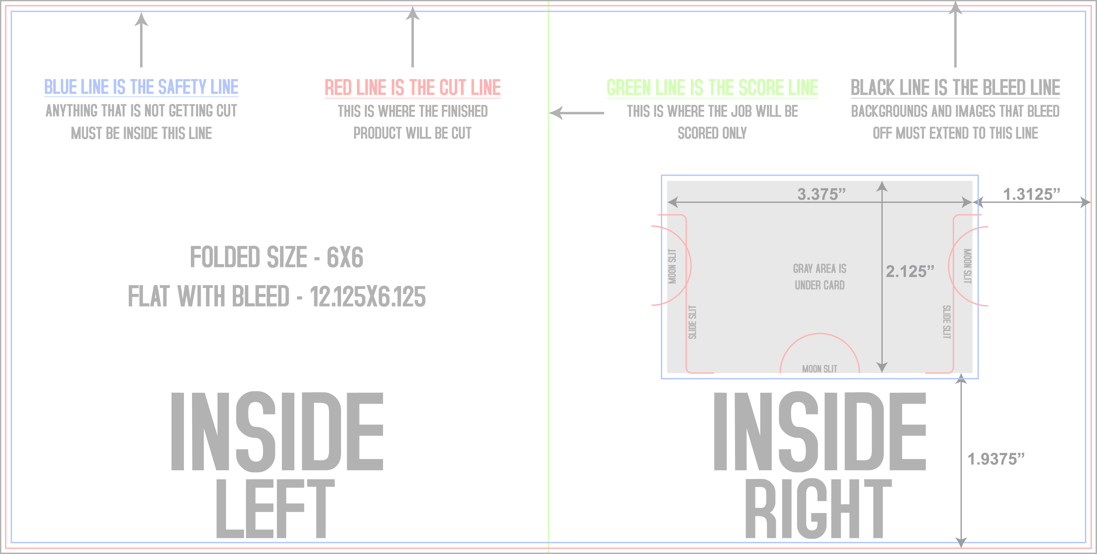 Greeting Cards 6" x 12" Gift Card Holders Back/Inside (Horizontal) template