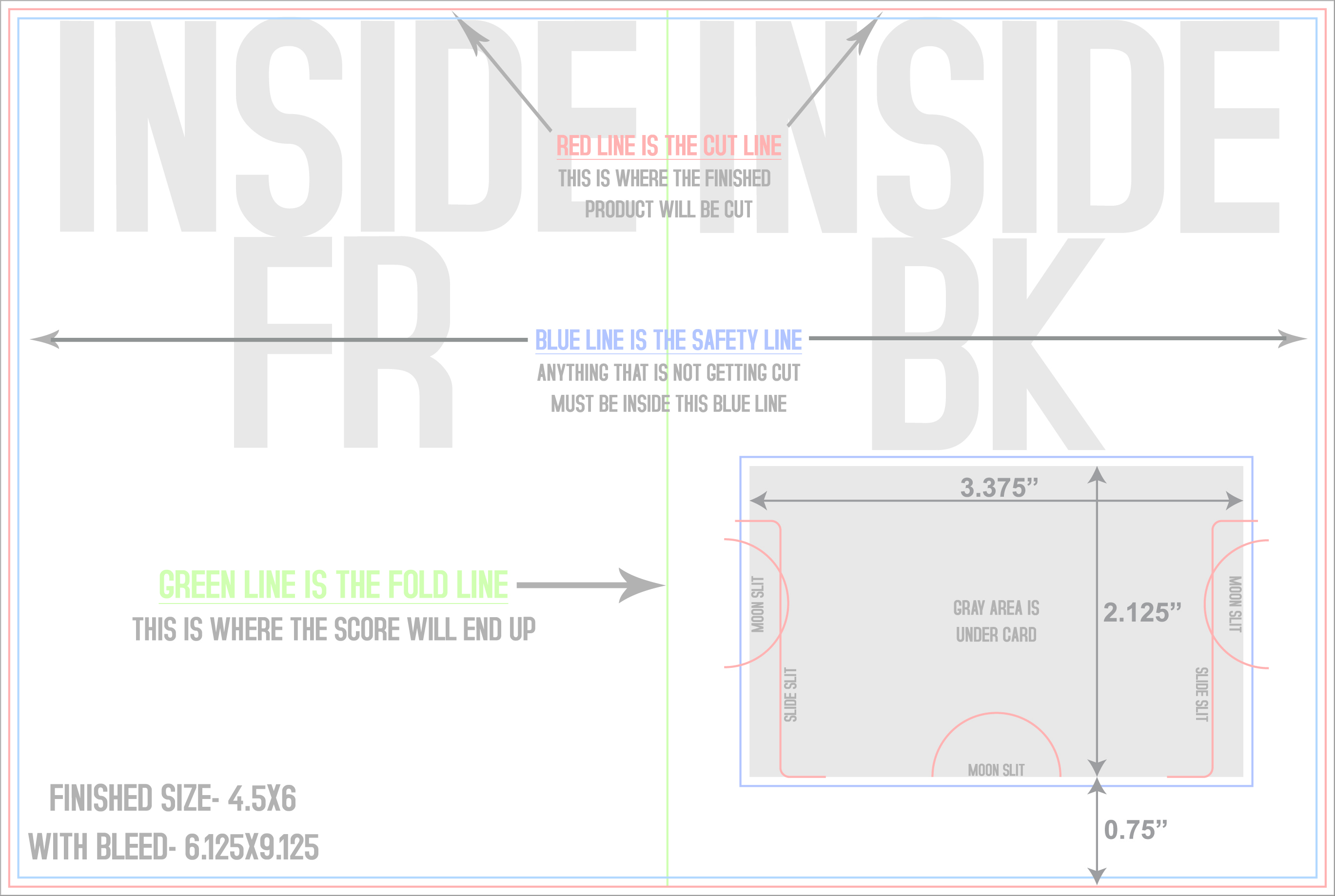 Greeting Cards 6" x 9" Gift Card Holders Back/Inside (Horizontal) template