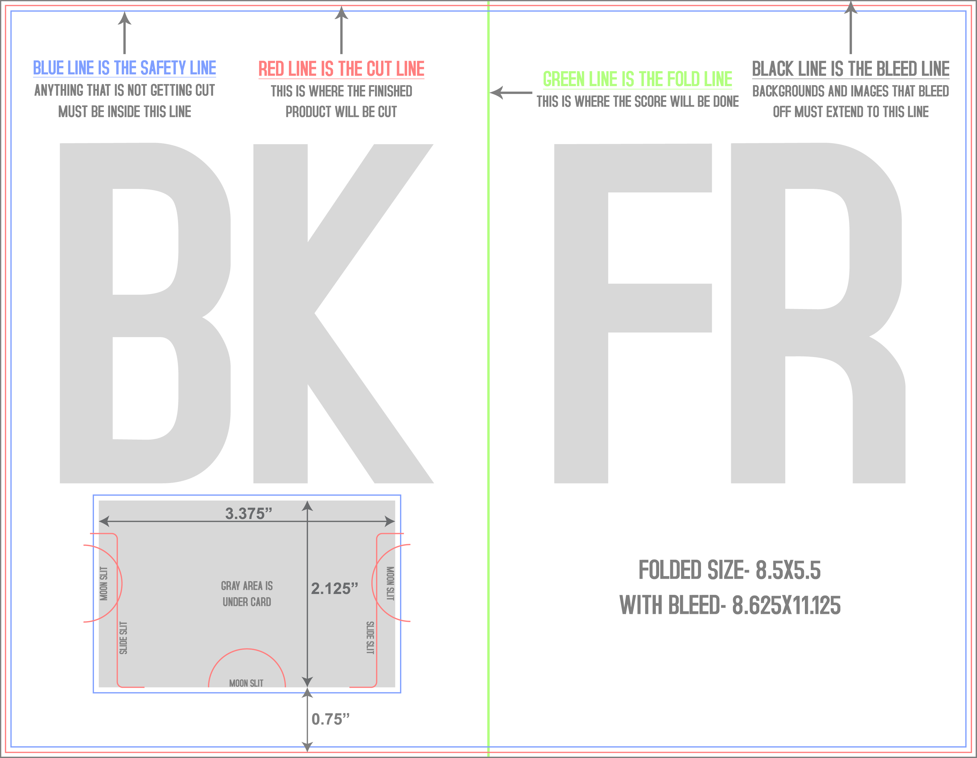 Greeting Cards 8.5" x 11" Gift Card Holders Front/Outside (Horizontal) template