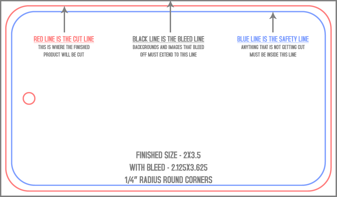 Hang Tags 2" x 3.5" 2" X 3.5" - Plastic Hang Tag - 1/4" Round Corner Horizontal Front template