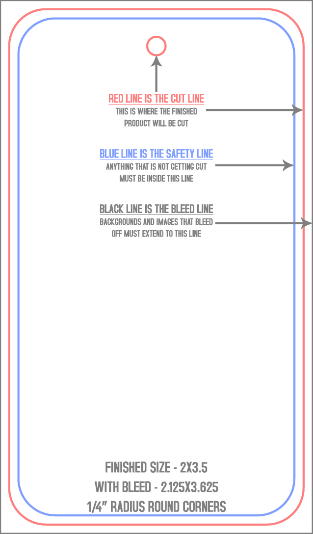 Hang Tags 2" x 3.5" 1/4" - 4 Rounded Corners - Vertical template