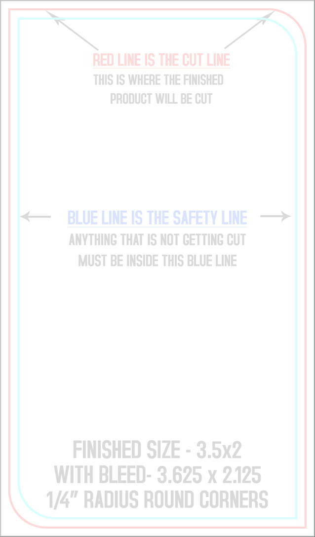 Magnets 2" x 3.5" 1/4" (2) Round Corners Front (Vertical) template