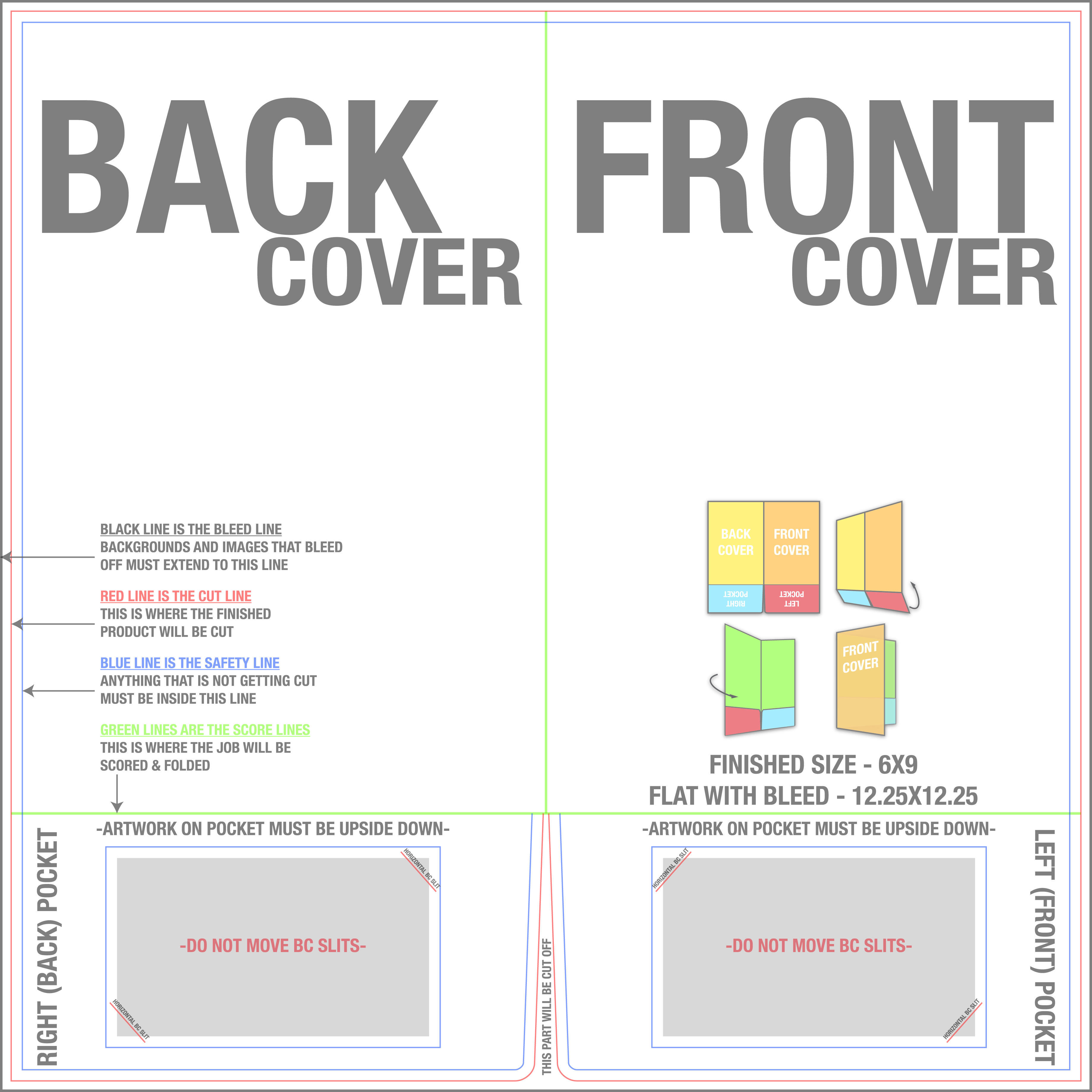 Presentation Folders 6" x 9" Horizontal Business Card Slits 2 Pockets template