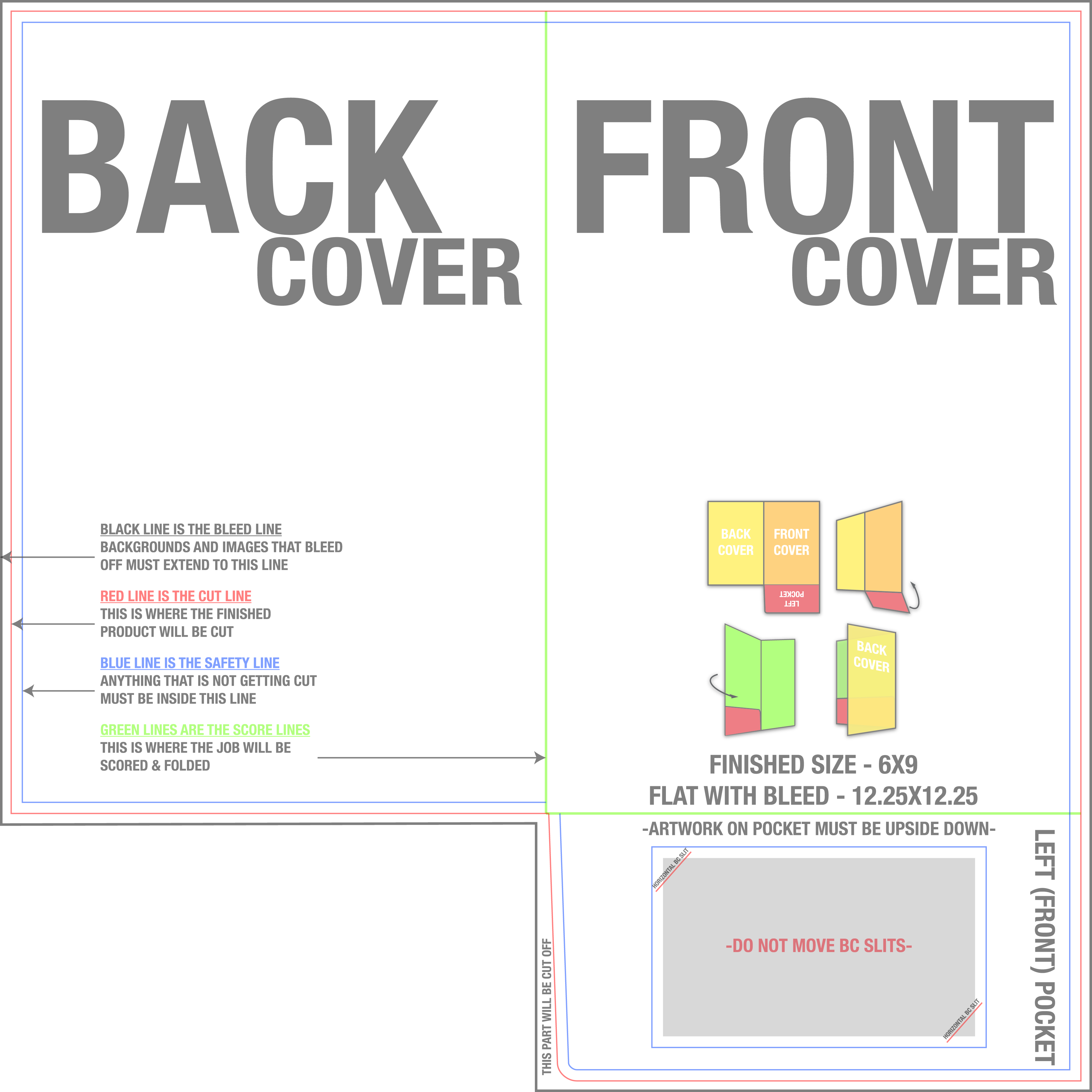 Presentation Folders 6" x 9" Horizontal Business Card Slits 1 Pocket (Left) template