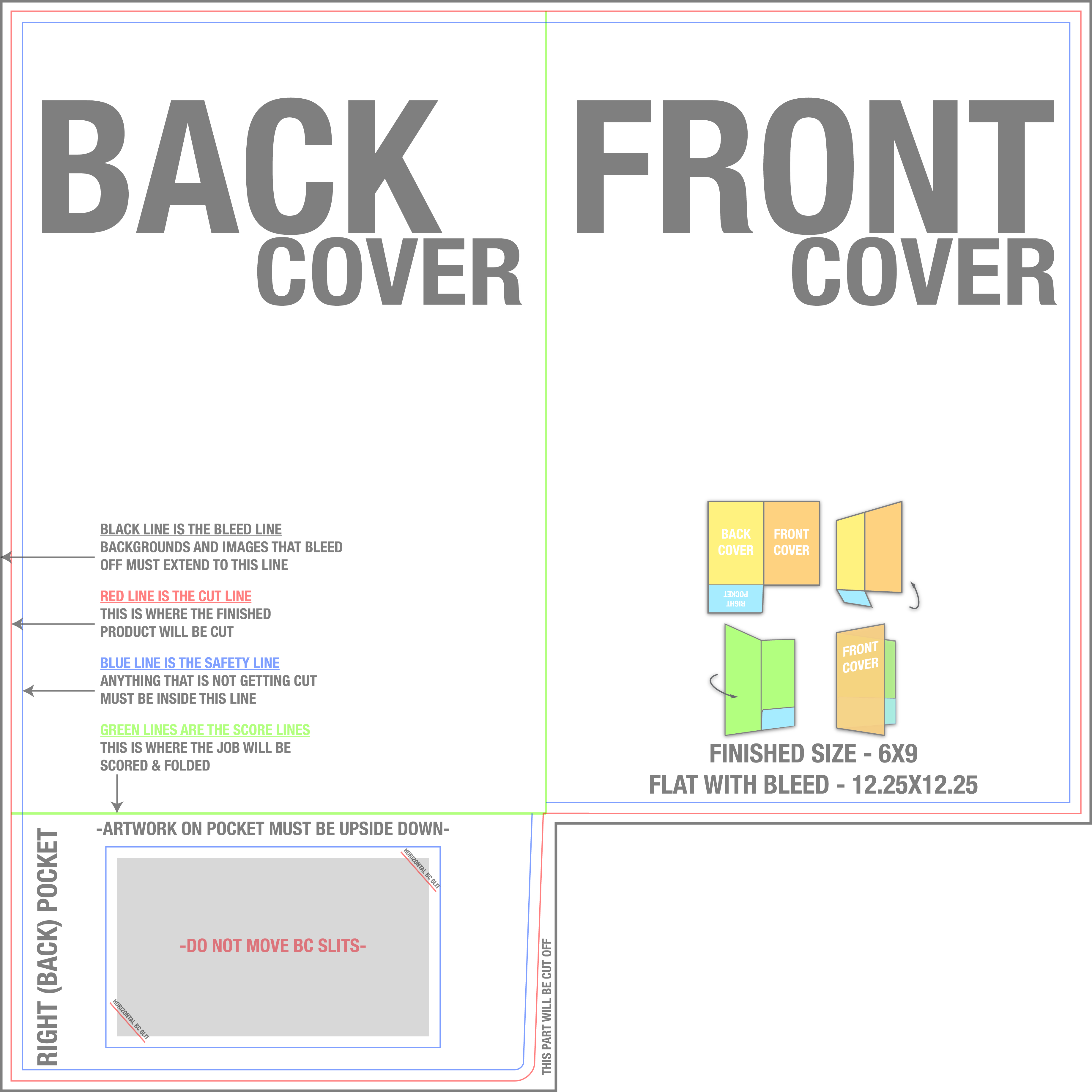 Presentation Folders 6" x 9" Horizontal Business Card Slits 1 Pocket (Right) template