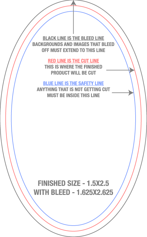 Roll Labels & Stickers 1.5" x 2.5" Oval (Vertical) template
