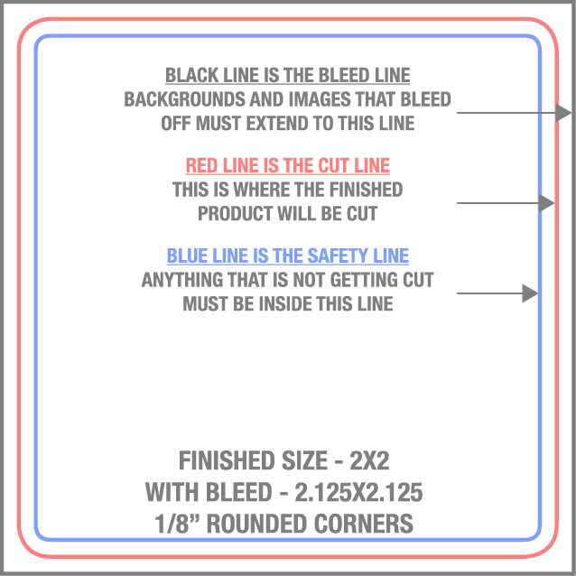 Roll Labels & Stickers 2" x 2" 1/8" - 4 Round Corners template