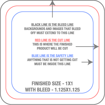 Roll Labels & Stickers 1" x 1" Square template