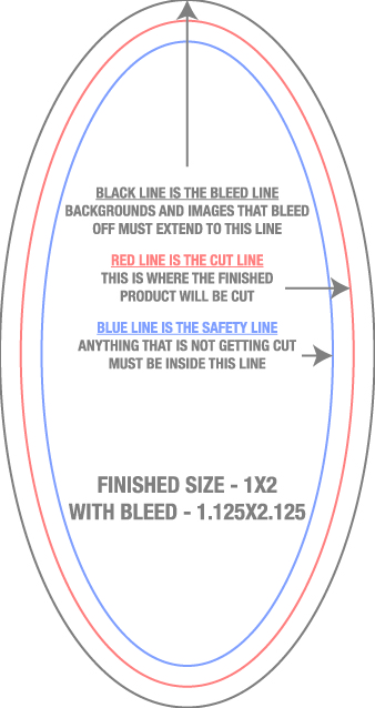 Roll Labels & Stickers 1" x 2" Oval Roll (Vertical) template