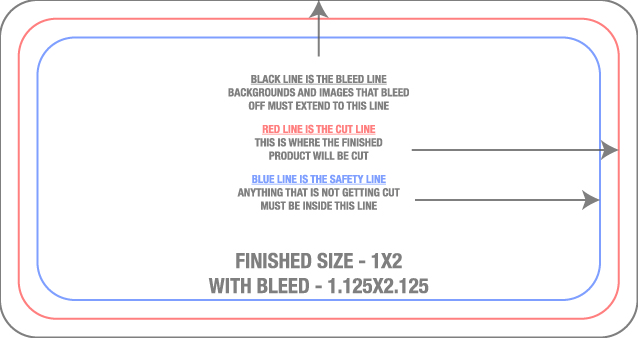 Roll Labels & Stickers 1" x 2" Rectangle Roll (Horizontal) template