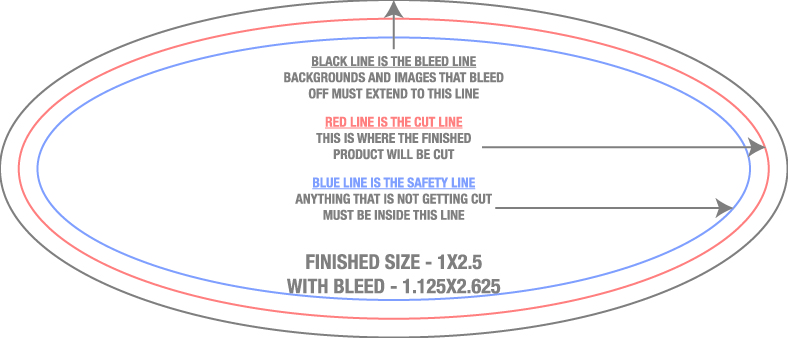 Roll Labels & Stickers 1" x 2.5" Oval Roll (Horizontal) template