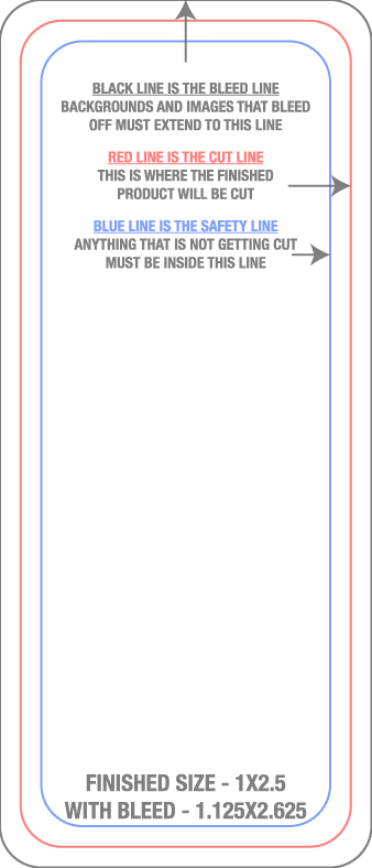 Roll Labels & Stickers 1" x 2.5" Rectangle Roll (Vertical) template