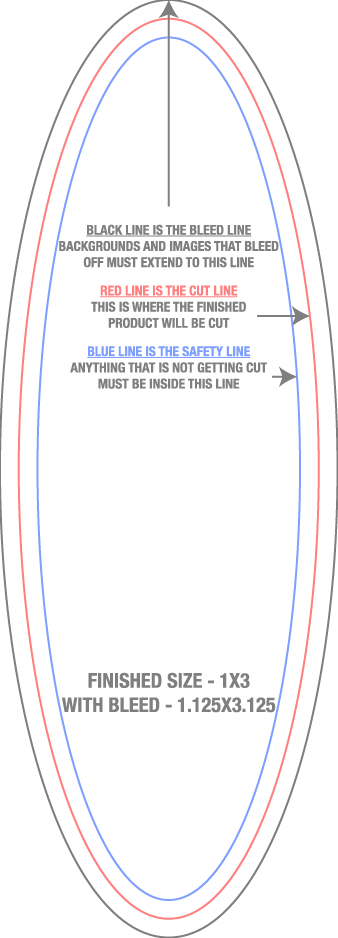 Roll Labels & Stickers 1" x 3" Oval Roll (Vertical) template