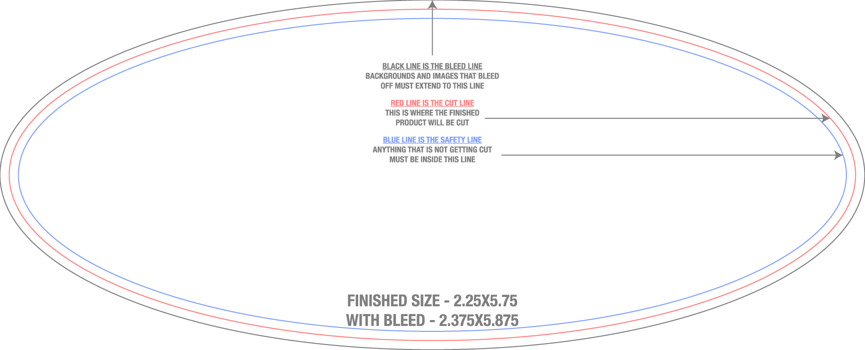 Roll Labels & Stickers 2.25" x 5.75" Oval (Horizontal) template