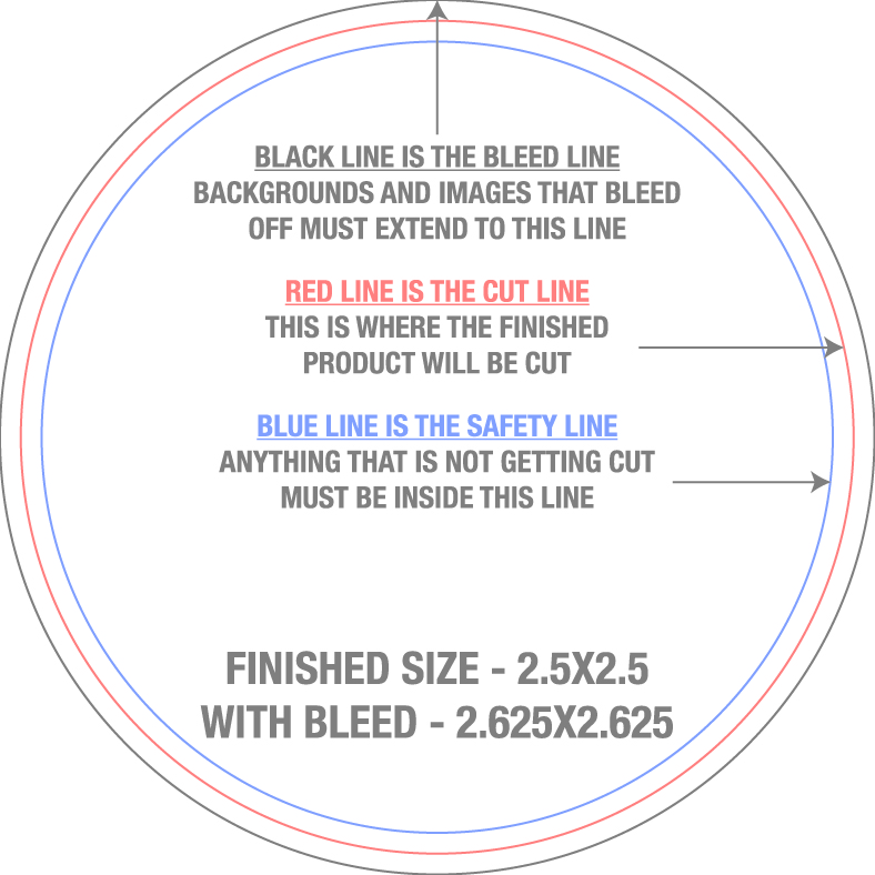 Roll Labels & Stickers 2.5" x 2.5" Circle template