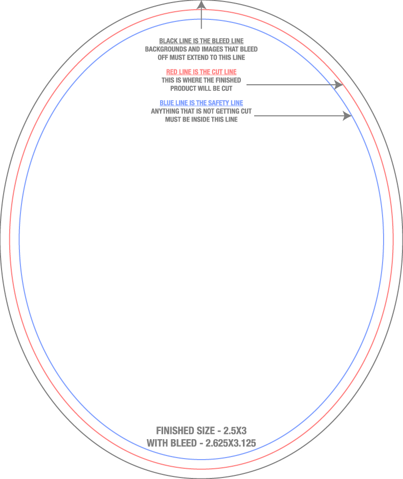 Roll Labels & Stickers 2.5" x 3" Oval (Vertical) template