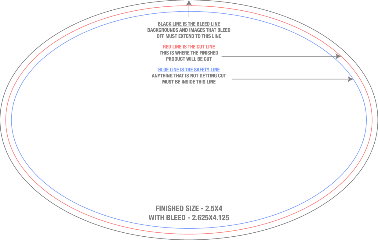 Roll Labels & Stickers 2.5" x 4" Oval Roll (Horizontal) template