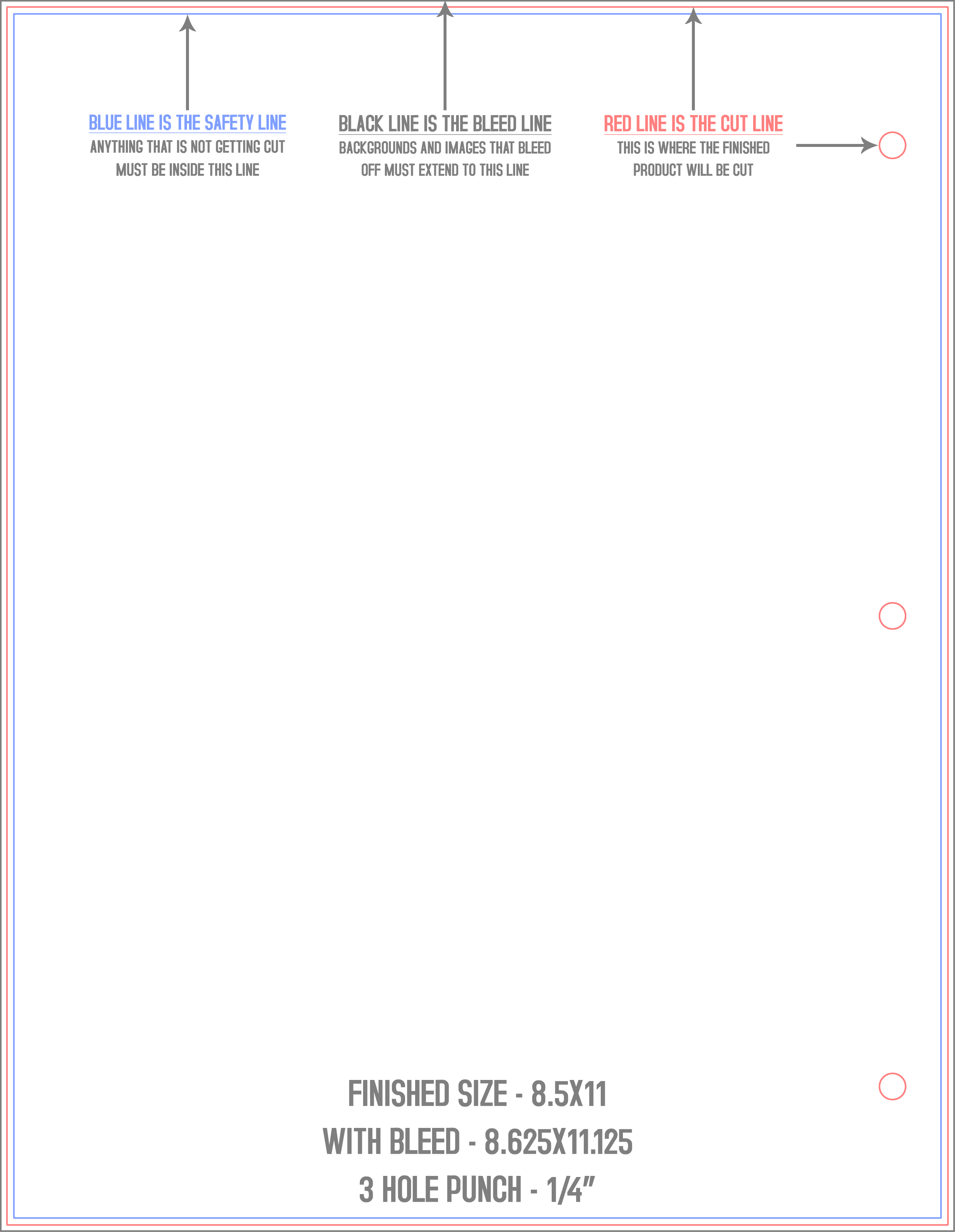 Sell Sheets 8.5" x 11" 3 Hole Punch (Back) template