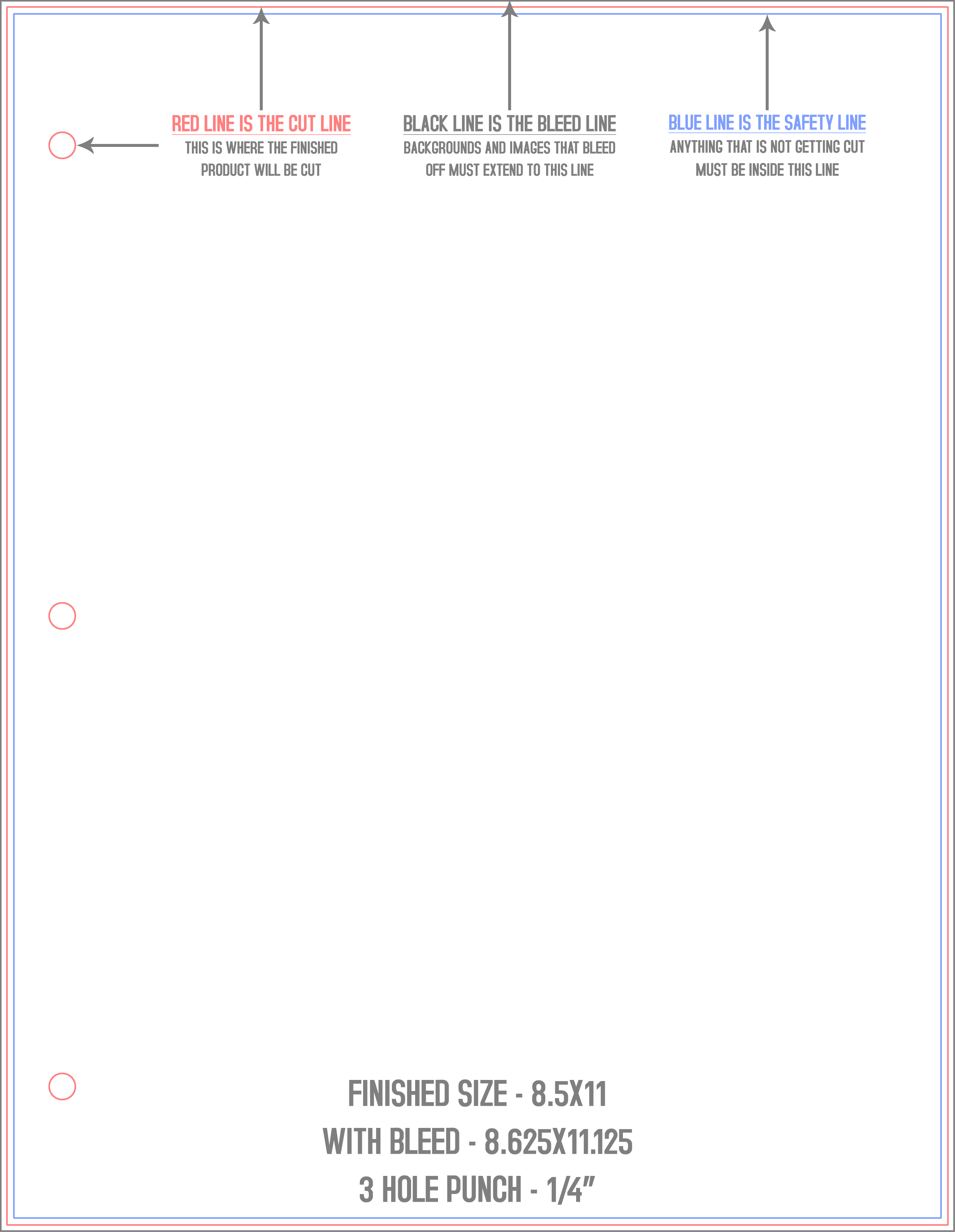 Sell Sheets 8.5" x 11" 3 Hole Punch (Front) template